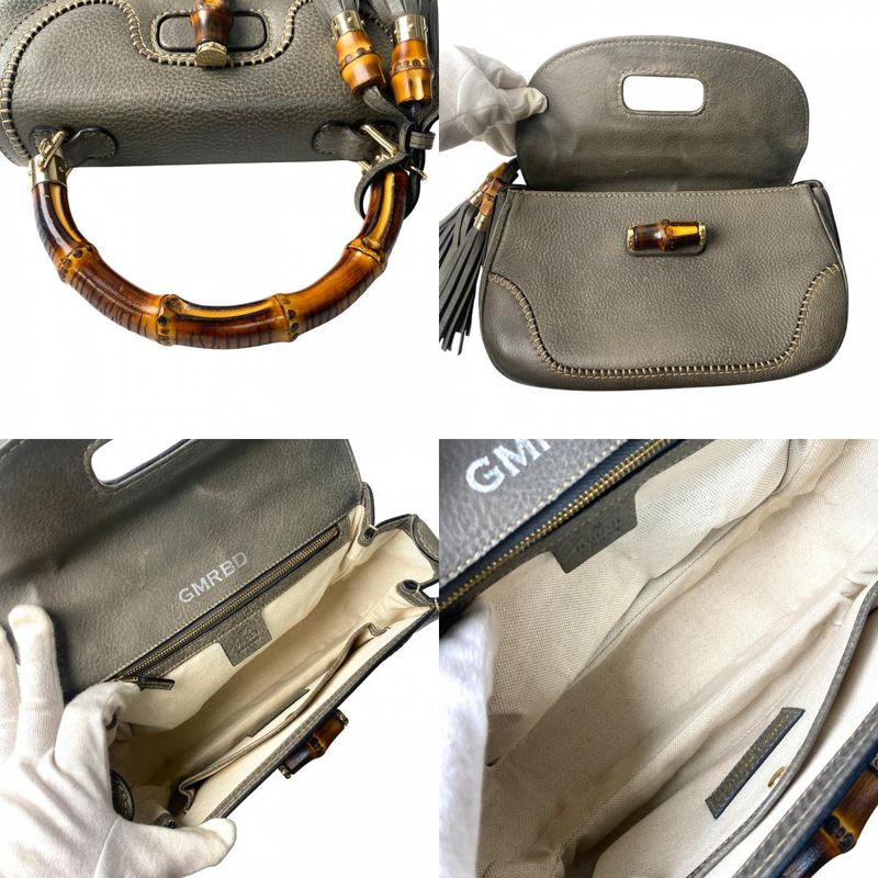 Gucci Women's Gmrbd Bamboo 2way Shoulder Bag Handbag Diagonal Crossbody