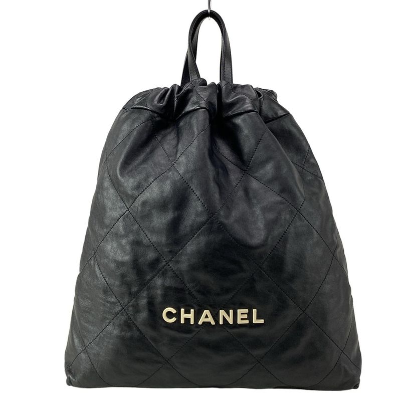 Chanel Backpack Sac Chanel 22 / Chanel 22 Large Backpack As3313 Black Leather