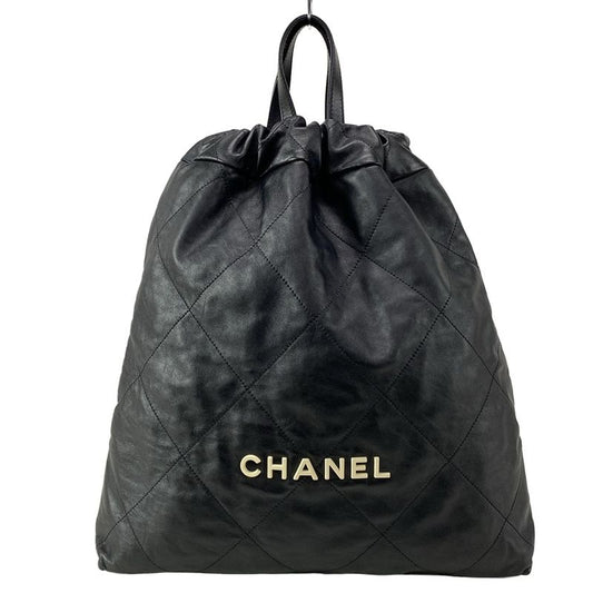 Chanel Backpack Sac Chanel 22 / Chanel 22 Large Backpack As3313 Black Leather