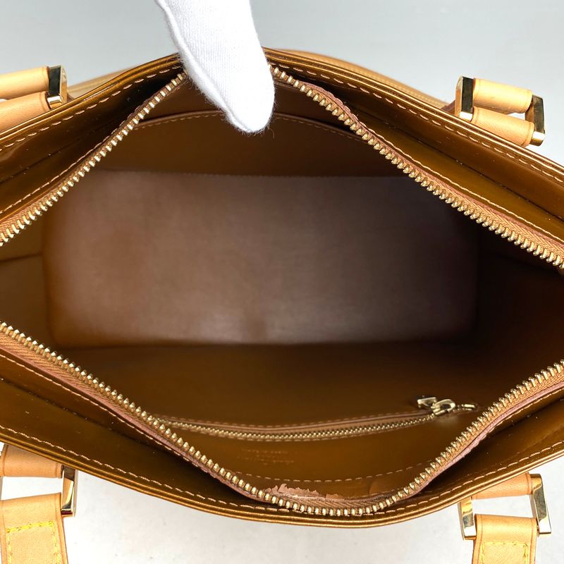 Louis Vuitton Houston Handbag Enamel Patent Tote Monogram Vernis Bronze M91122