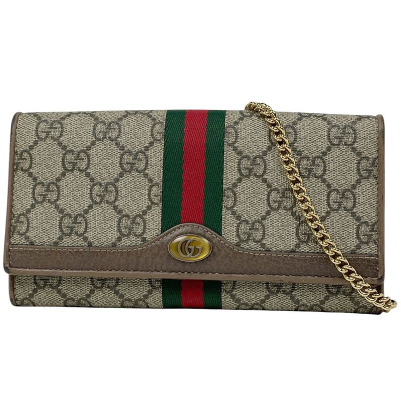 Gucci Ophidia GG Fold Long Wallet Chain Wallet Sherry Line Web Long Wallet
