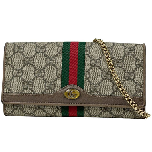 Gucci Ophidia GG Fold Long Wallet Chain Wallet Sherry Line Web Long Wallet