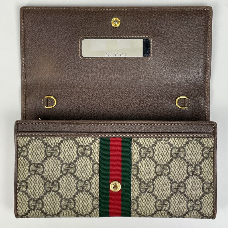 Gucci Ophidia GG Fold Long Wallet Chain Wallet Sherry Line Web Long Wallet