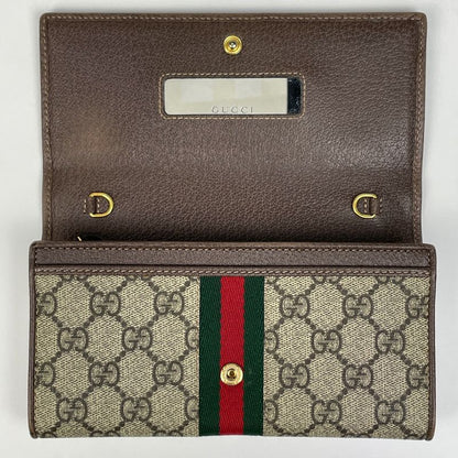 Gucci Ophidia GG Fold Long Wallet Chain Wallet Sherry Line Web Long Wallet