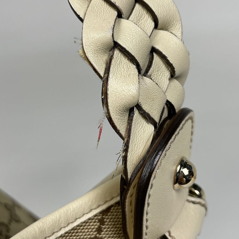 Gucci GG Pattern Handbag Shoulder Bag Horsebit Handbag GG Canvas Beige 162900