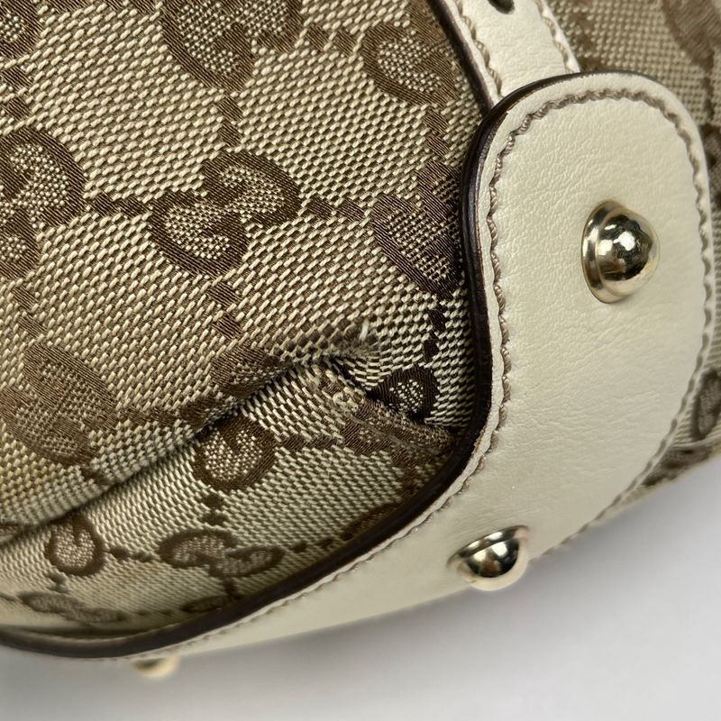 Gucci GG Pattern Handbag Shoulder Bag Horsebit Handbag GG Canvas Beige 162900
