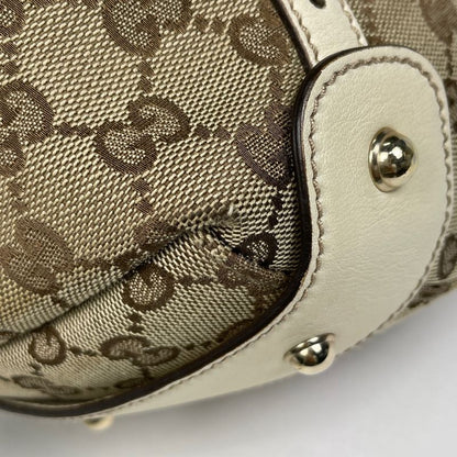 Gucci GG Pattern Handbag Shoulder Bag Horsebit Handbag GG Canvas Beige 162900