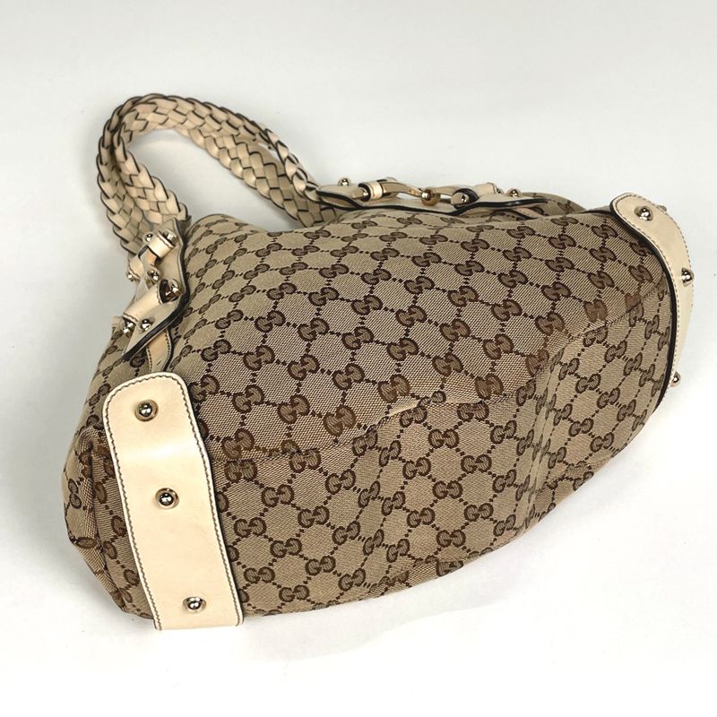 Gucci GG Pattern Handbag Shoulder Bag Horsebit Handbag GG Canvas Beige 162900