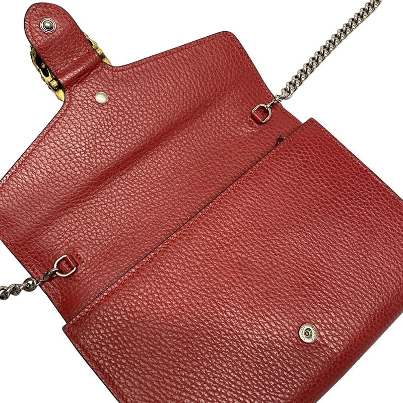 Gucci Wallet Dionysus Leather Mini Chain Bag 401231 Bordeaux Chain Wallet W/