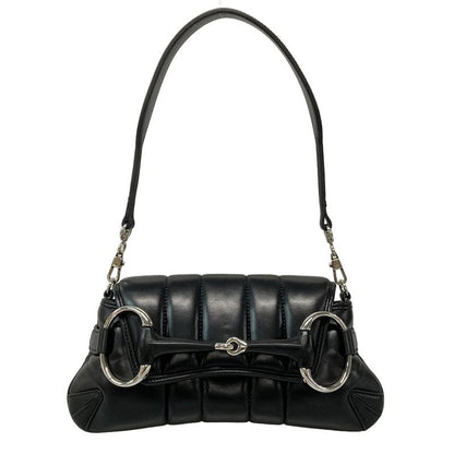 Gucci Shoulder Bag Horsebit 764339 Black Leather