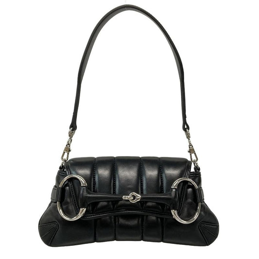 Gucci Shoulder Bag Horsebit 764339 Black Leather
