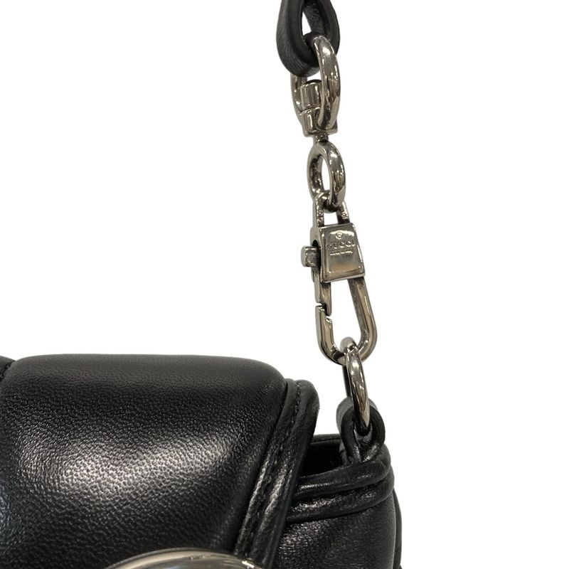 Gucci Shoulder Bag Horsebit 764339 Black Leather