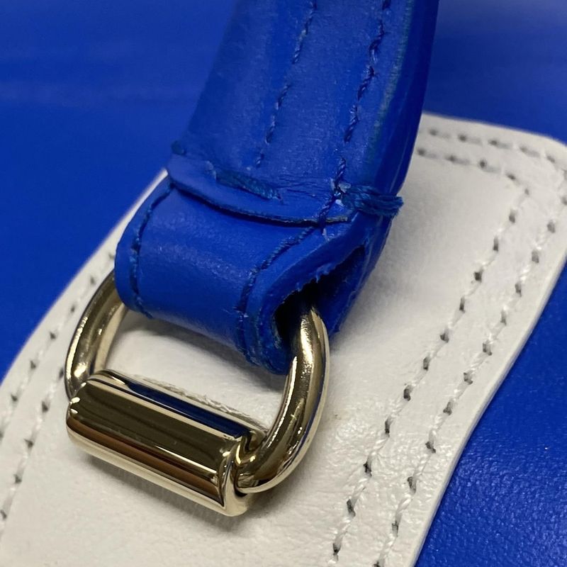 Dior/christian Dior Handbag Vibe Mini Bow Ring Bag Blue And White Leather