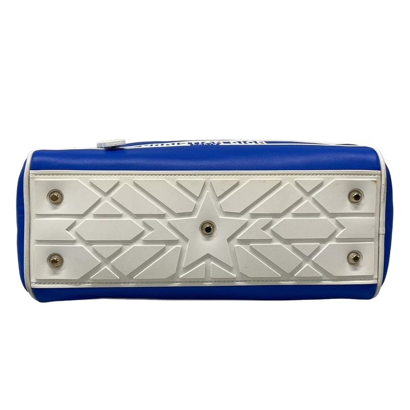 Dior/christian Dior Handbag Vibe Mini Bow Ring Bag Blue And White Leather