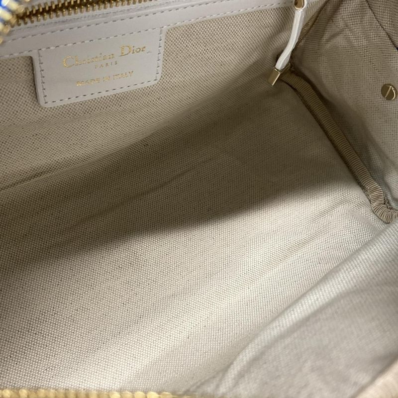 Dior/christian Dior Handbag Vibe Mini Bow Ring Bag Blue And White Leather