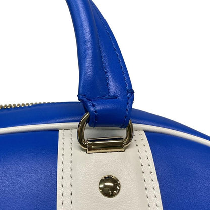 Dior/christian Dior Handbag Vibe Mini Bow Ring Bag Blue And White Leather