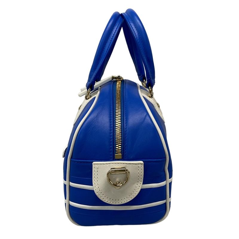 Dior/christian Dior Handbag Vibe Mini Bow Ring Bag Blue And White Leather