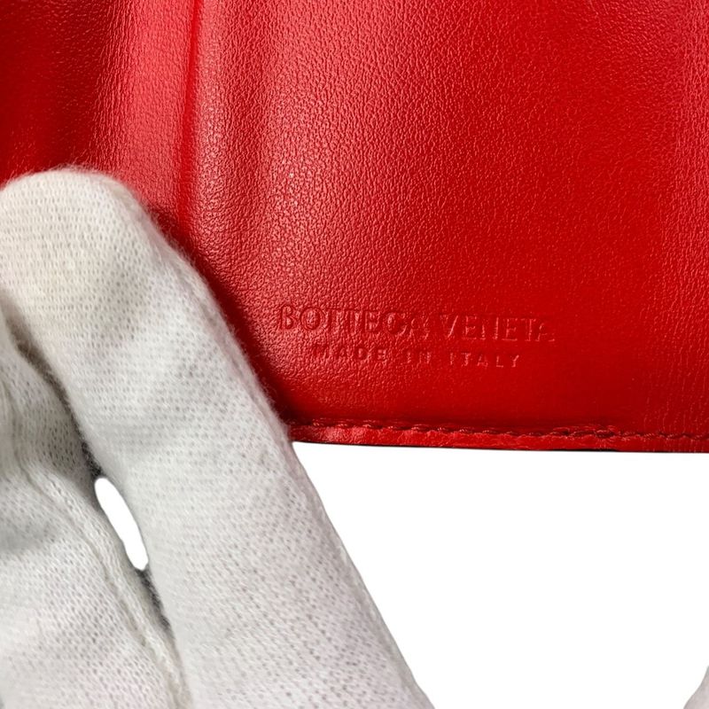 3463 Bottega Veneta Trifold Wallet Maxi Intrecciato Bicolor Mini P02717316t Red