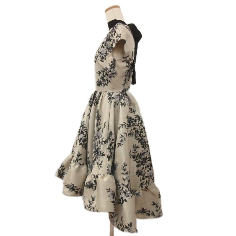 Fendi Jacquard Flower Floral Dress Short Sleeves Flared Knee Length Chequered