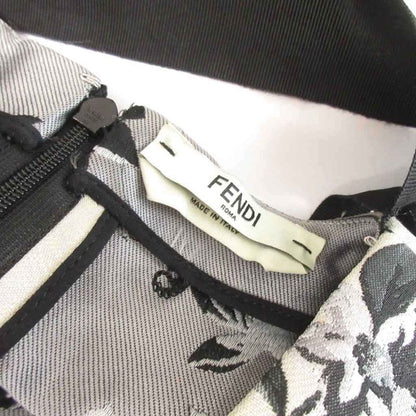 Fendi Jacquard Flower Floral Dress Short Sleeves Flared Knee Length Chequered