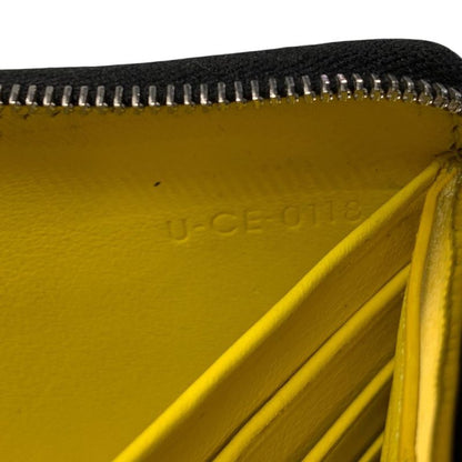 3464 Celine Long Wallet Leather Round Zipper Billfold Preowned Bicolor Black