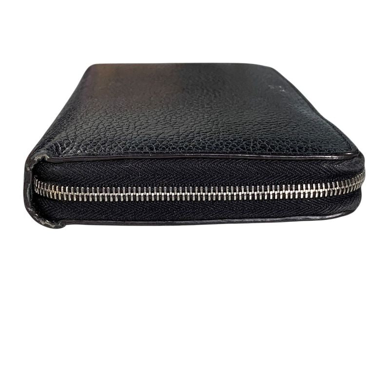 3464 Celine Long Wallet Leather Round Zipper Billfold Preowned Bicolor Black