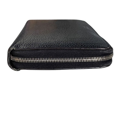 3464 Celine Long Wallet Leather Round Zipper Billfold Preowned Bicolor Black