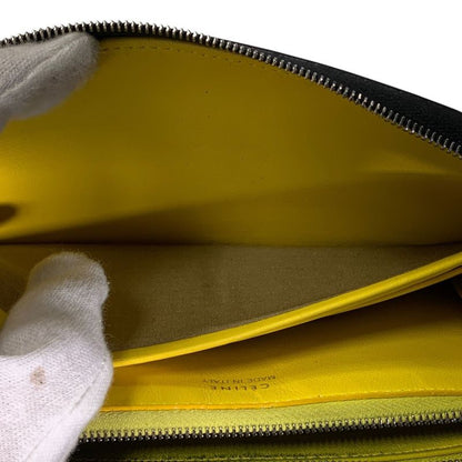 3464 Celine Long Wallet Leather Round Zipper Billfold Preowned Bicolor Black