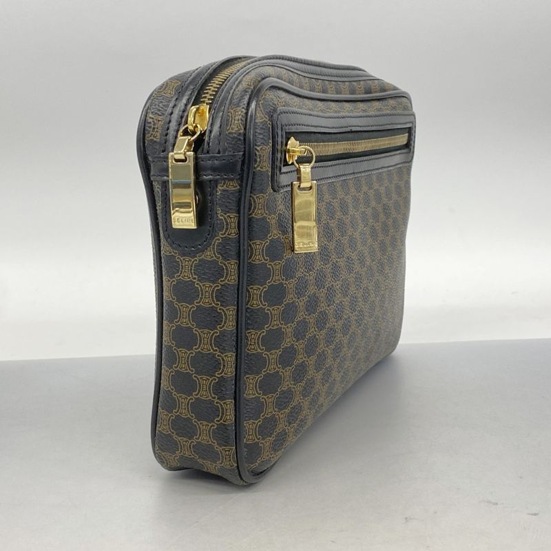 Celine Clutch Bag Macadam PVC Black Gold Hardware Men's