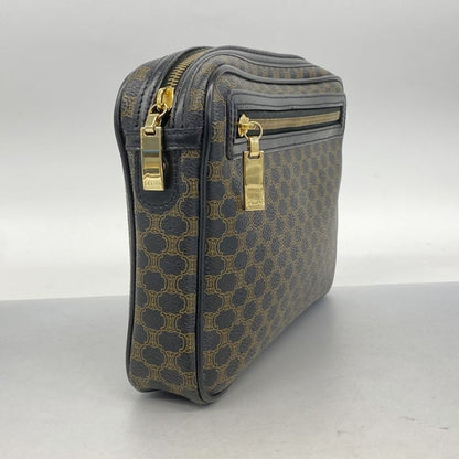 Celine Clutch Bag Macadam PVC Black Gold Hardware Men's