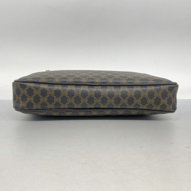 Celine Clutch Bag Macadam PVC Black Gold Hardware Men's