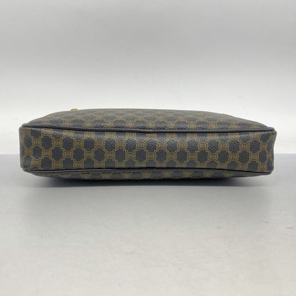 Celine Clutch Bag Macadam PVC Black Gold Hardware Men's