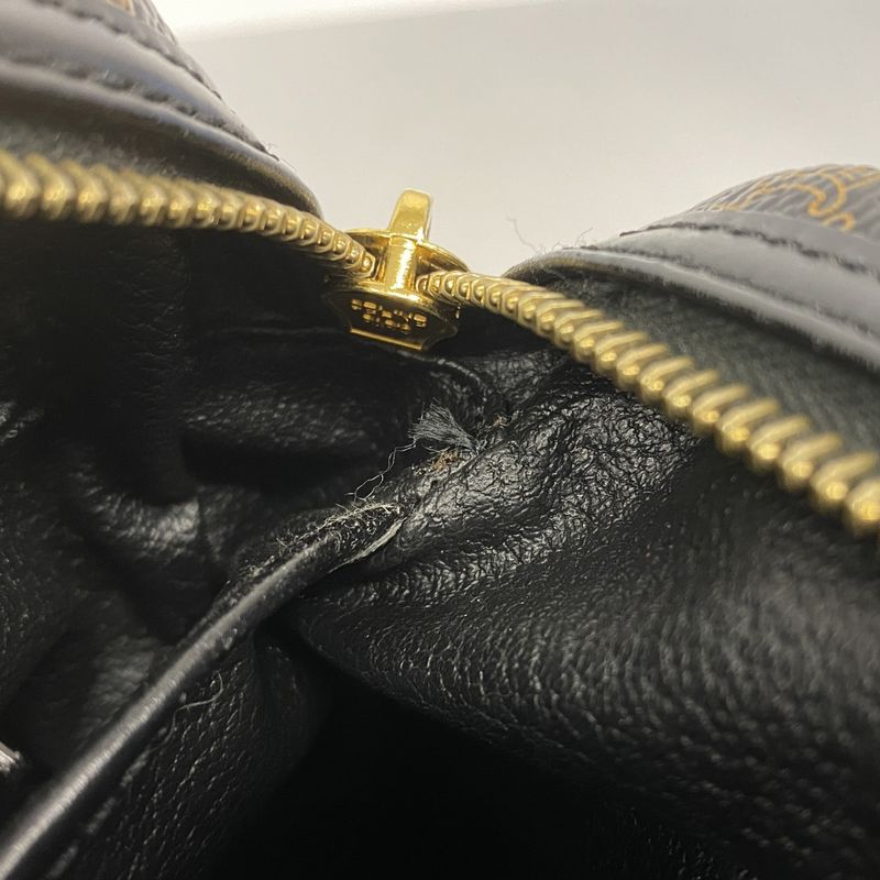 Celine Clutch Bag Macadam PVC Black Gold Hardware Men's