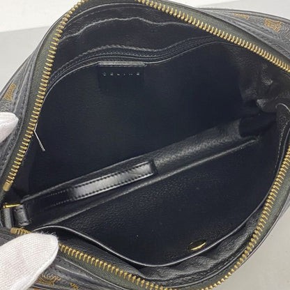 Celine Clutch Bag Macadam PVC Black Gold Hardware Men's