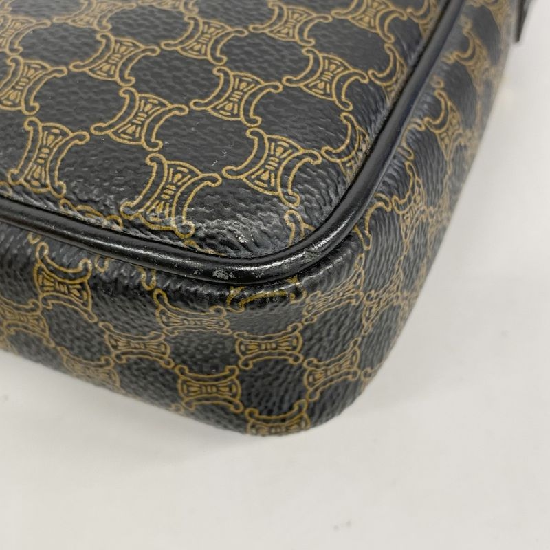 Celine Clutch Bag Macadam PVC Black Gold Hardware Men's