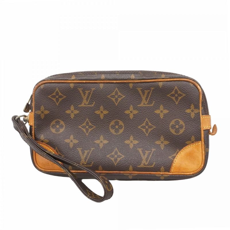 Louis Vuitton Clutch Bag Monogram Marly Dragonne PM M51827 Brown Men's