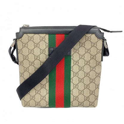 Gucci Shoulder Bag GG Supreme/sherry Line 471454 PVC Brown Black Silver