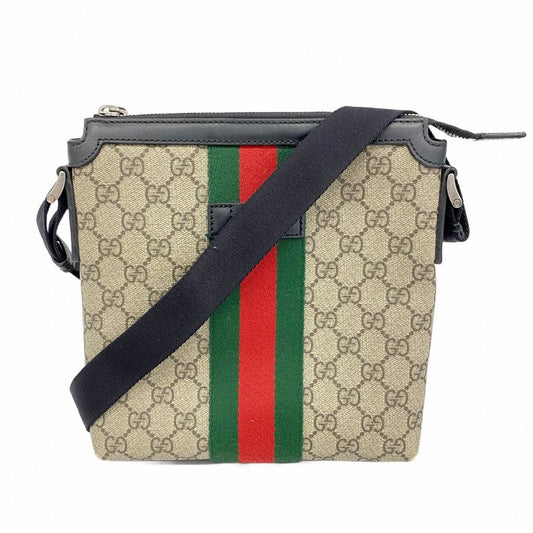 Gucci Shoulder Bag GG Supreme/sherry Line 471454 PVC Brown Black Silver