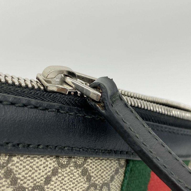 Gucci Shoulder Bag GG Supreme/sherry Line 471454 PVC Brown Black Silver