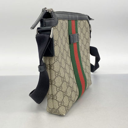 Gucci Shoulder Bag GG Supreme/sherry Line 471454 PVC Brown Black Silver