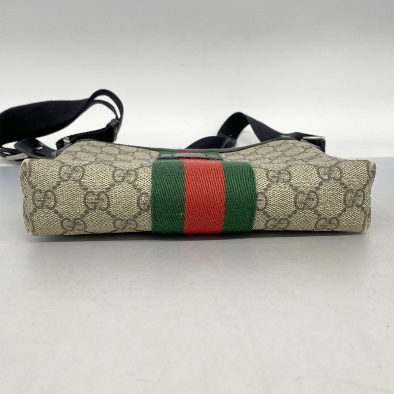 Gucci Shoulder Bag GG Supreme/sherry Line 471454 PVC Brown Black Silver