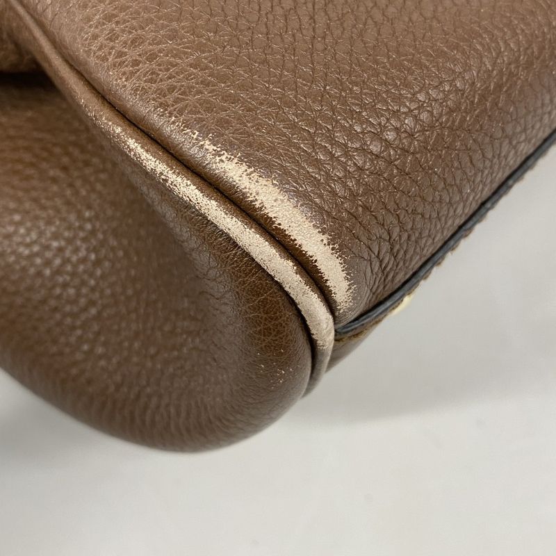 Gucci Handbag Bamboo 323660 Leather Brown Chien Pan Gold Hardware 2way Bag