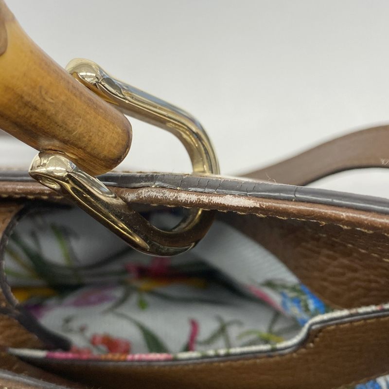 Gucci Handbag Bamboo 323660 Leather Brown Chien Pan Gold Hardware 2way Bag