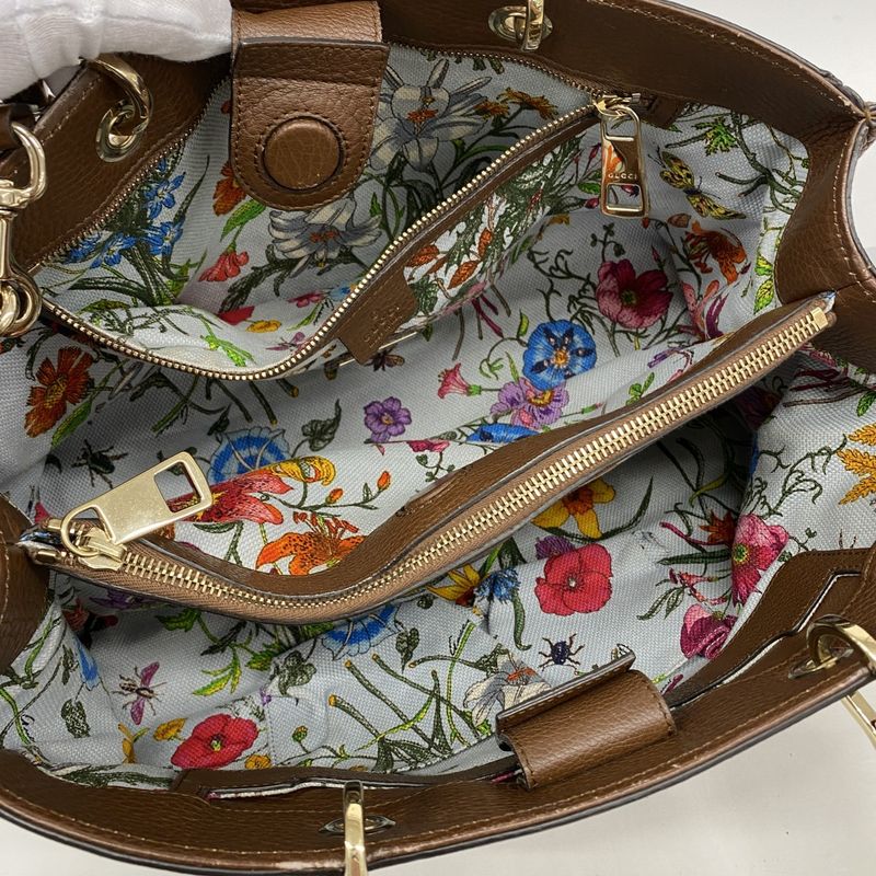 Gucci Handbag Bamboo 323660 Leather Brown Chien Pan Gold Hardware 2way Bag