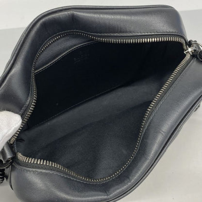 Gucci Shoulder Bag GG Marmont 447632 Leather Black Silver Hardware Women