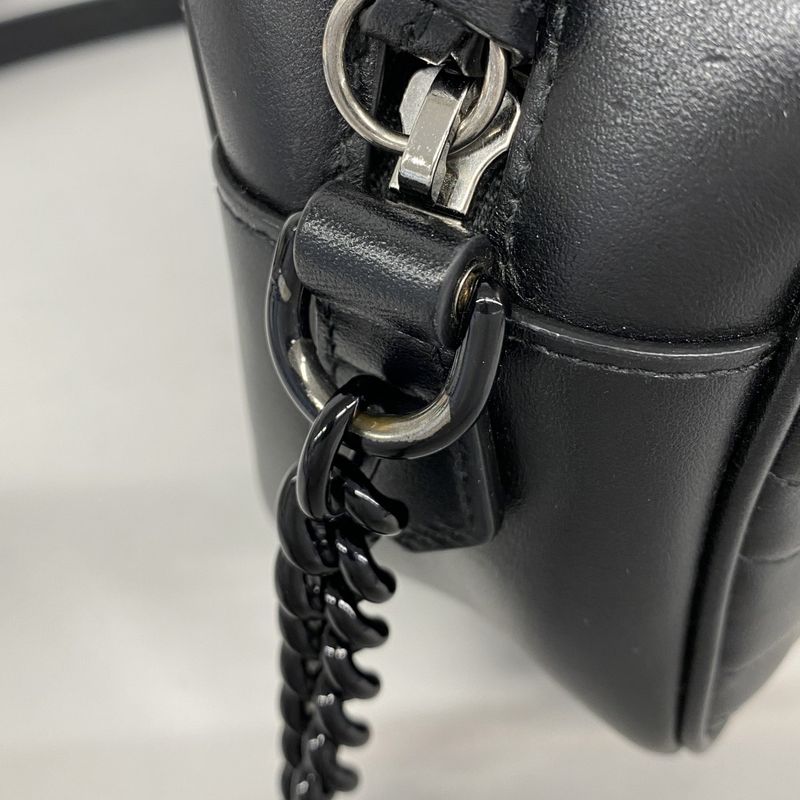 Gucci Shoulder Bag GG Marmont 447632 Leather Black Silver Hardware Women