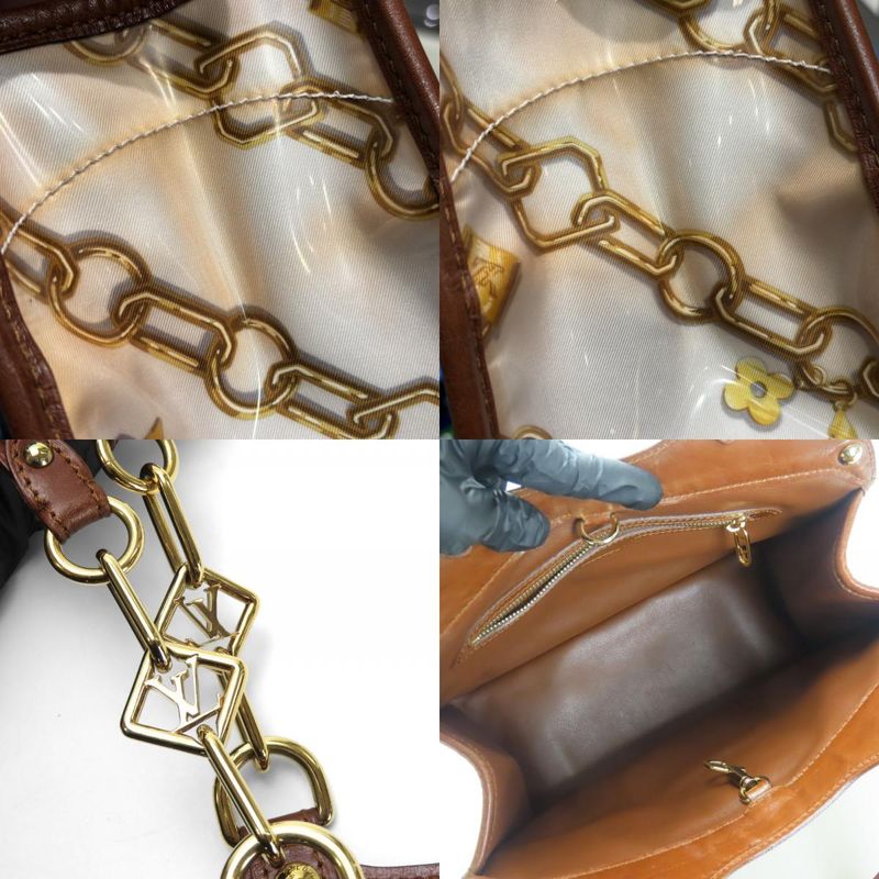 Louis Vuitton Tote Bag Cabas Monogram Charm M95157 Leather Vinyl Bronze Brown