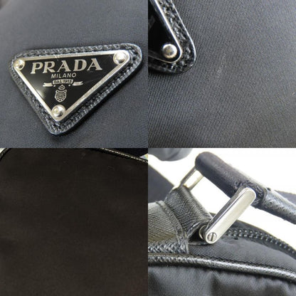 Prada Shoulder Bag 2vh144 Triangle Logo Nylon Leather Black Crossbody Re-nylon