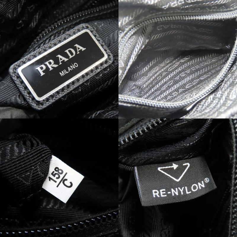 Prada Shoulder Bag 2vh144 Triangle Logo Nylon Leather Black Crossbody Re-nylon