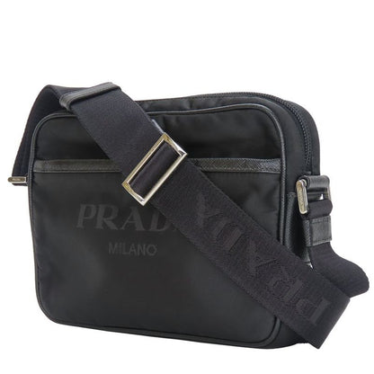 Prada Shoulder Bag 2vh144 Triangle Logo Nylon Leather Black Crossbody Re-nylon
